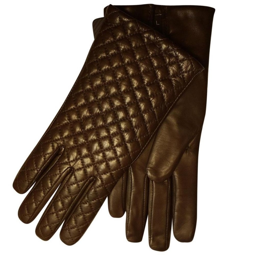 Hilts-Willard Quilted Leather Gloves, Dark Brown